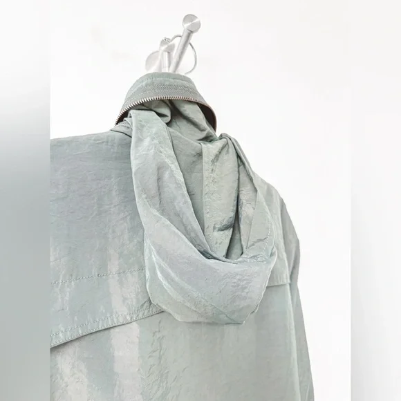 Ciao Milano Tess Water‎ Resistant Anorak Rain Jacket w/ Optional Hood Gray Blue